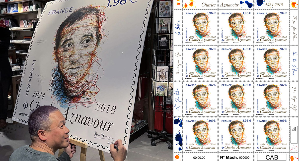 Charles Aznavour - collector's stamp