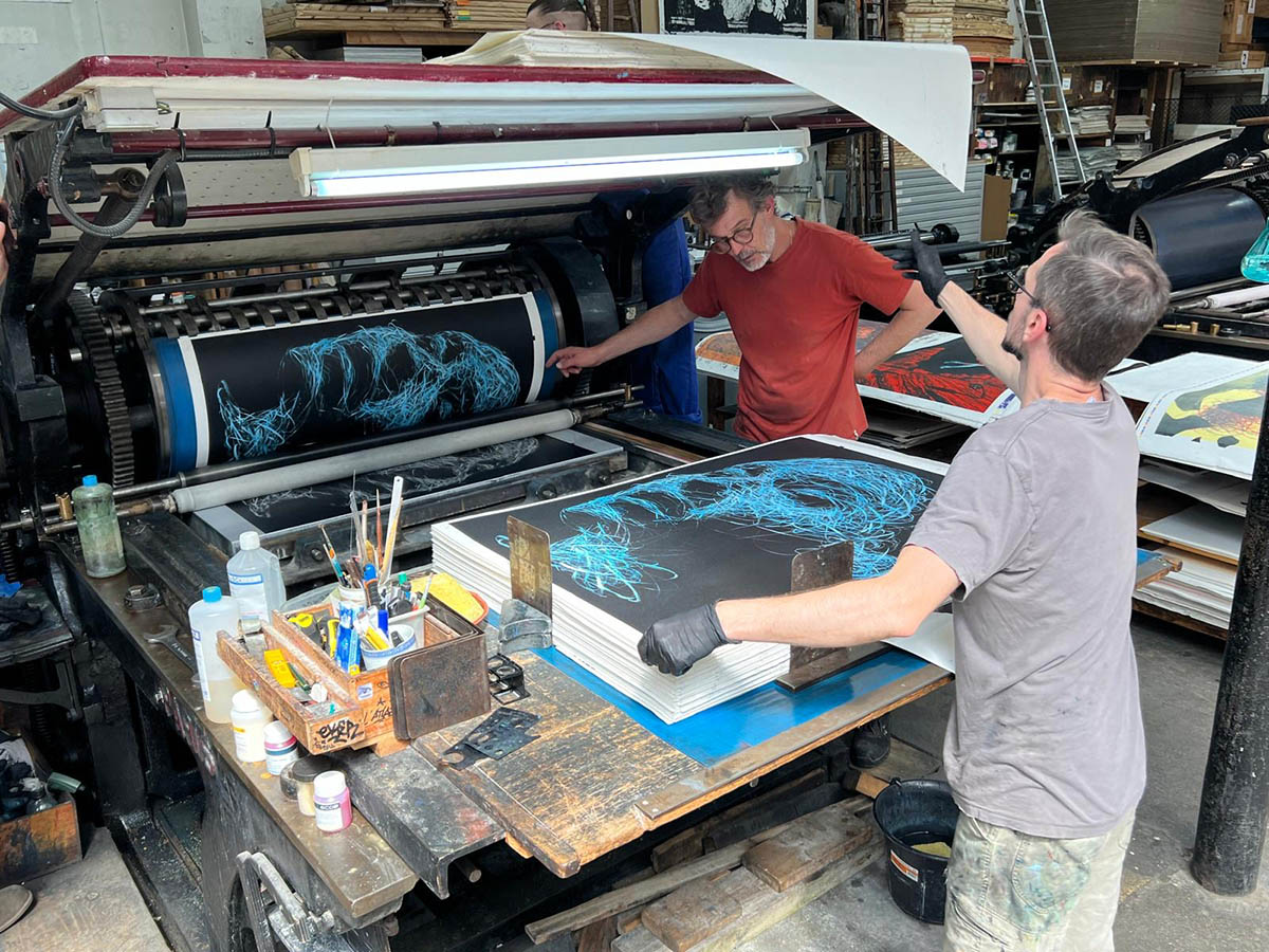 Human Blue Lithograph